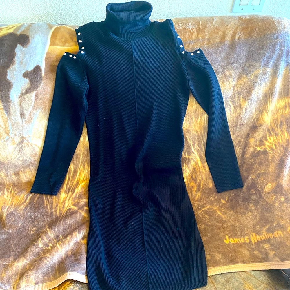 Elegant Black Turtleneck Dress